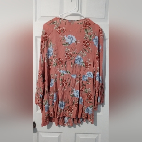 Torrid Orange Floral Tie Front Tunic - Picture 4 of 4